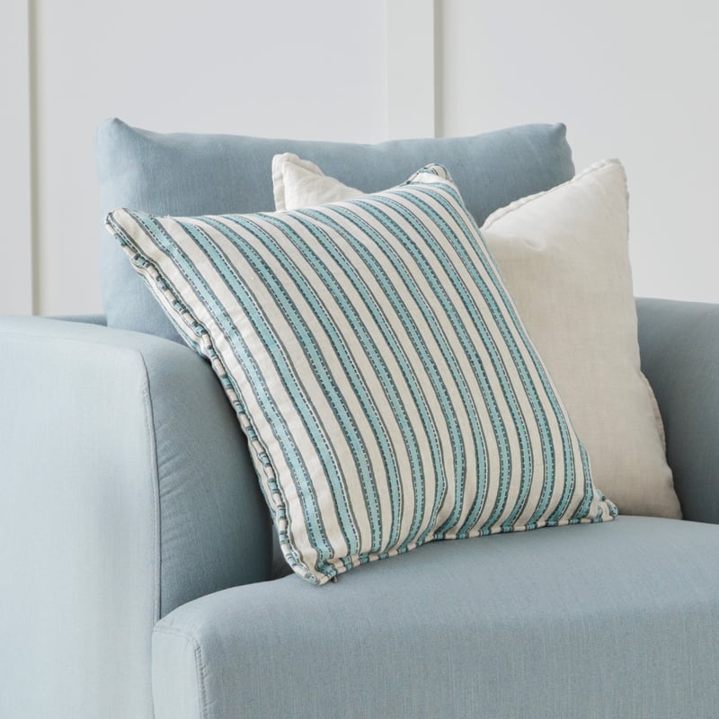 Woodblock Sage Stripe Cushion