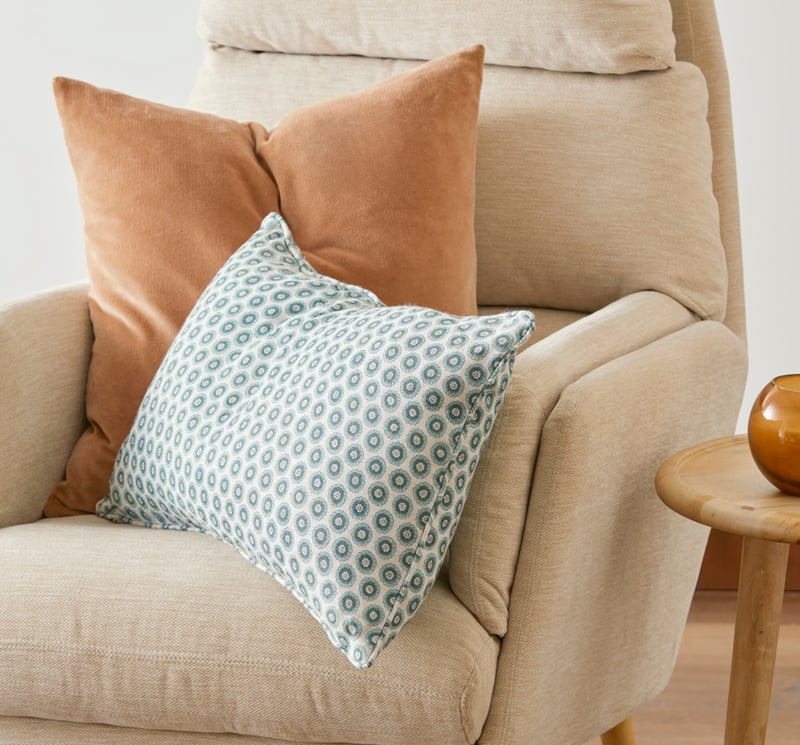 Woodblock Sage Floral Cushion