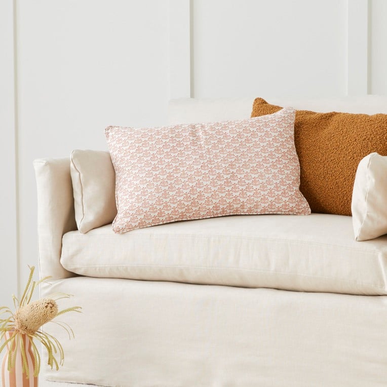 Delhi Woodblock Sunset Floral Linen Cushion