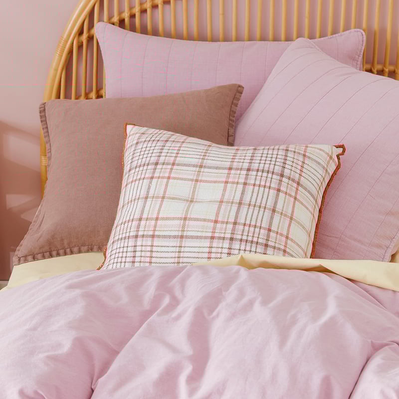 Sunset Pink Check Cushion