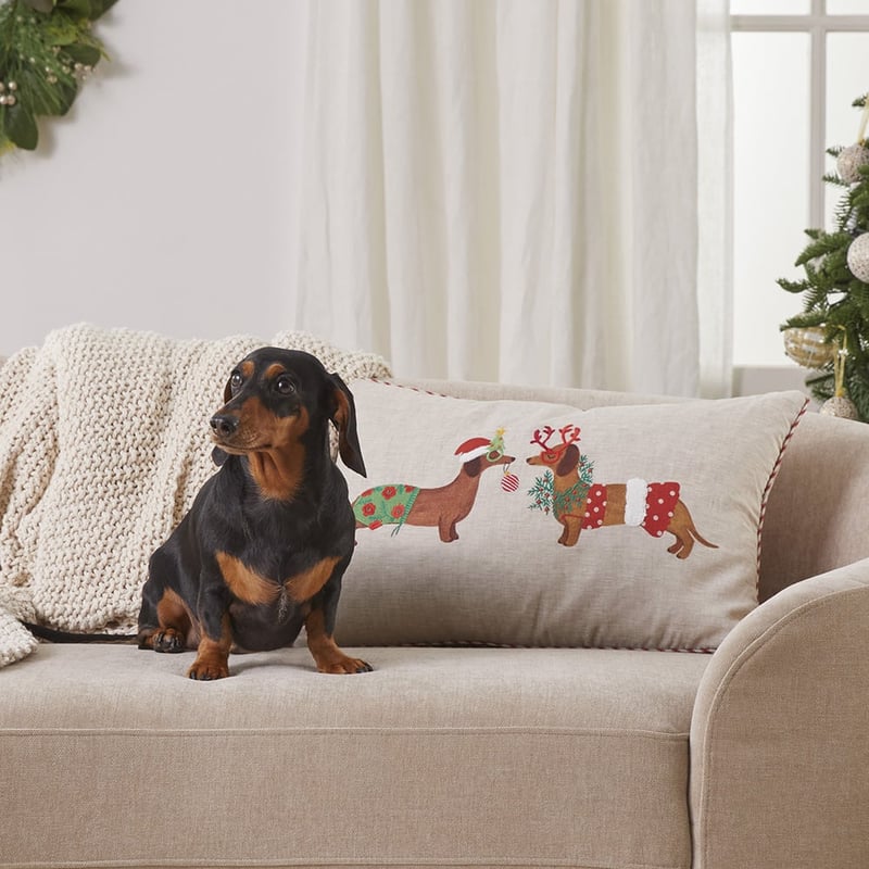 Festive Dachshund Cushion