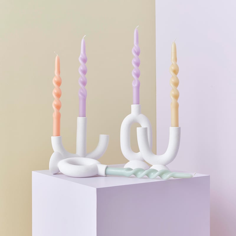 Goldie Peach Taper Candles 3 Pack