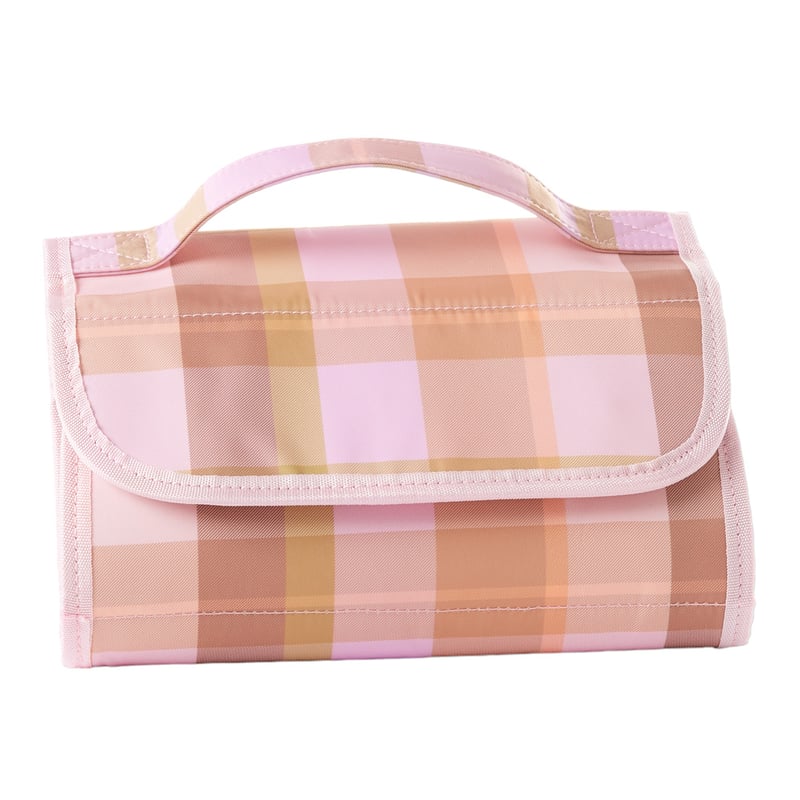 Lilac Check Hanging Cosmetic Bag