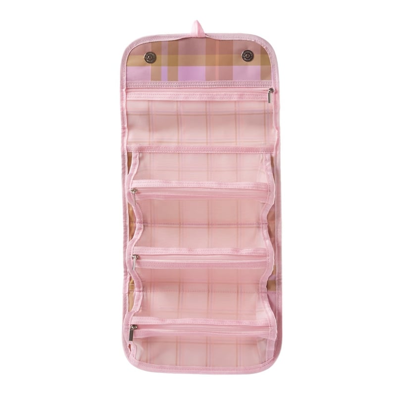 Lilac Check Hanging Cosmetic Bag