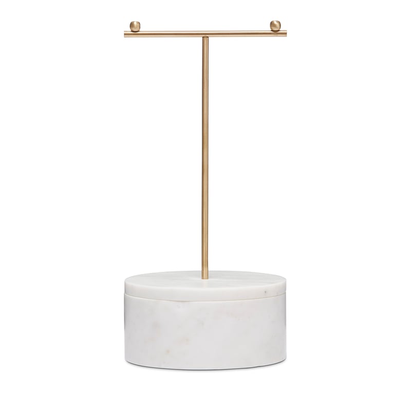 Marble White & Gold Round Jewellery Stand