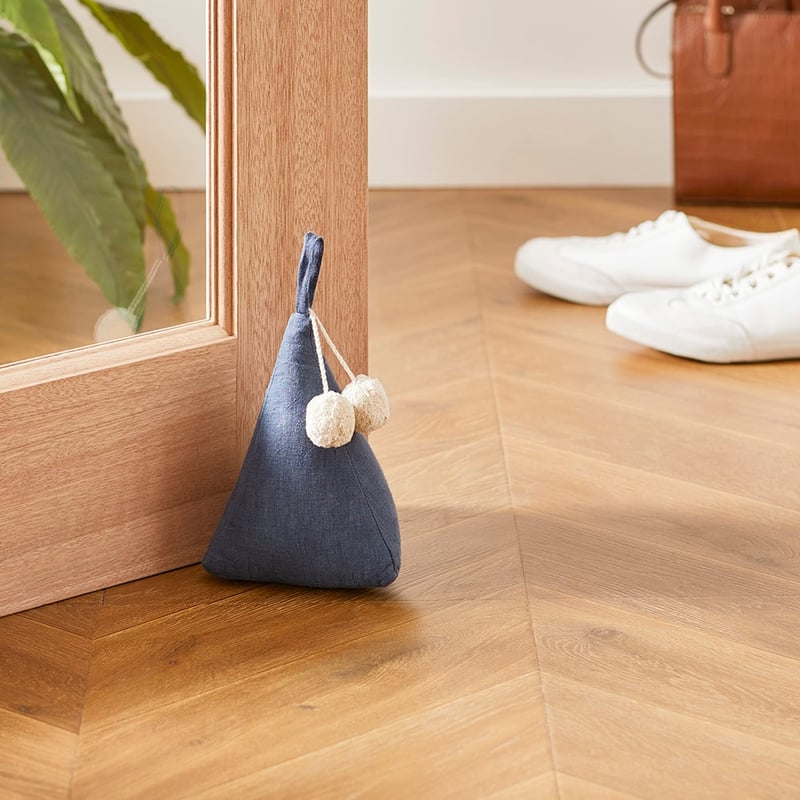Evie Ink Blue Linen Door Stop