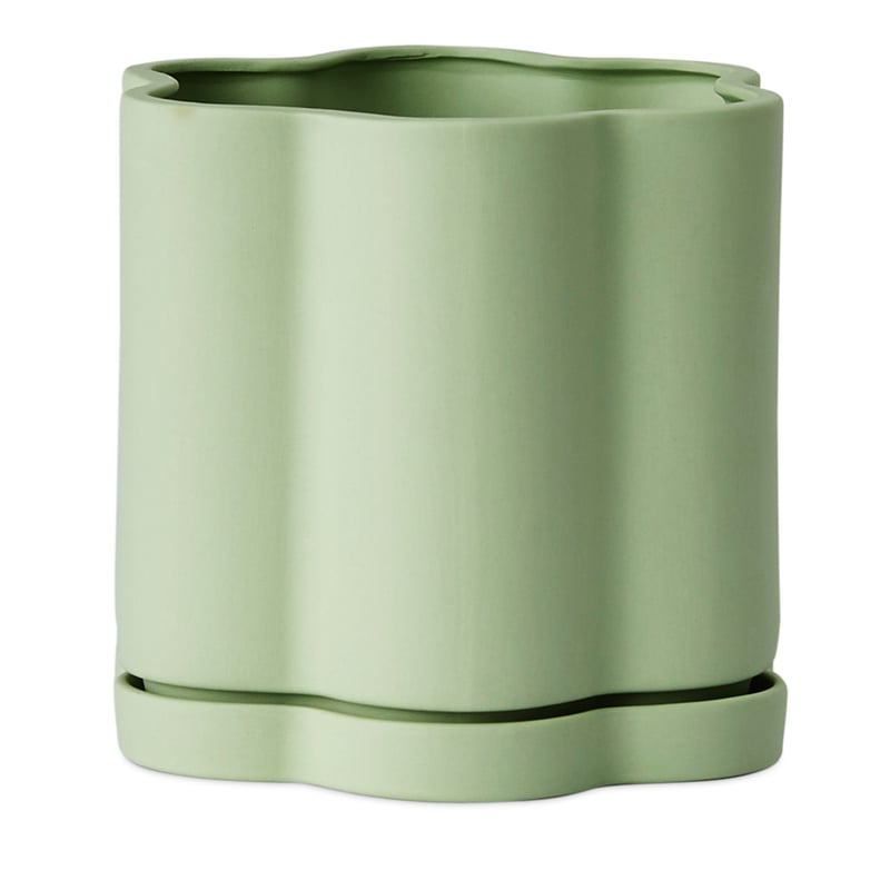 Flower Soft Green Pot & Saucer