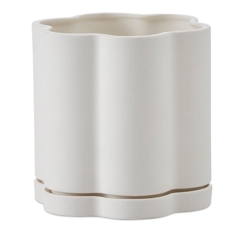 Flower White Pot & Saucer