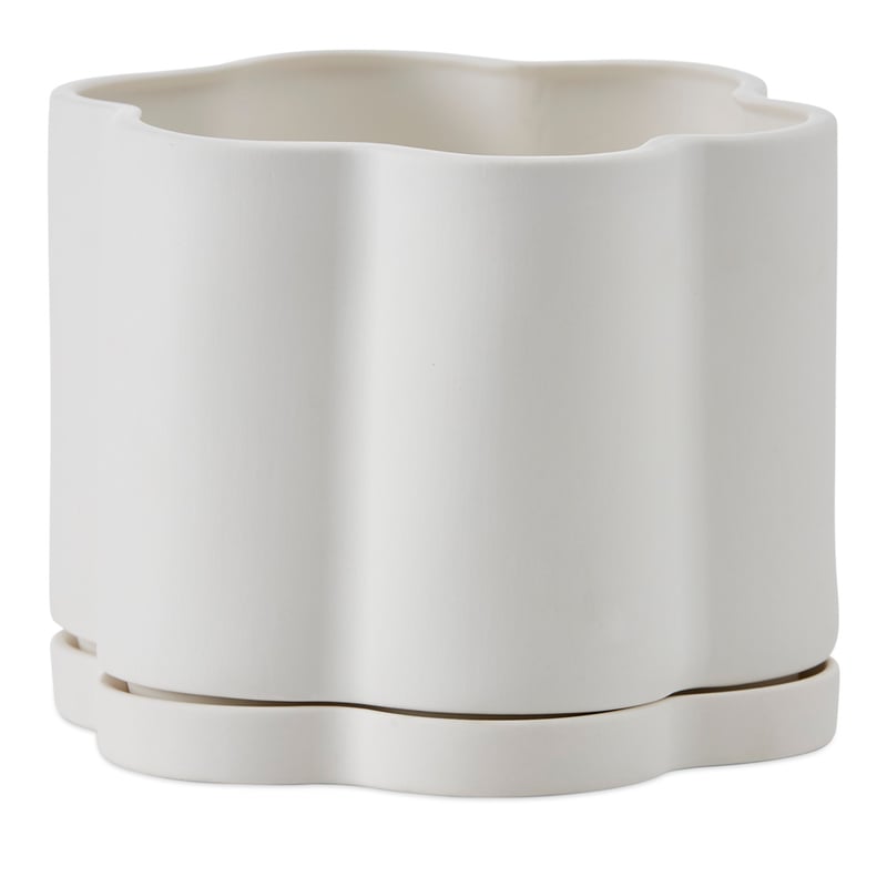 Flower White Pot & Saucer