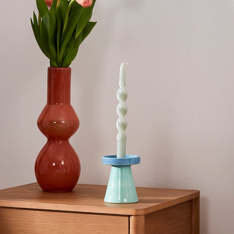 Contrast Mint & Blue Candle Holder