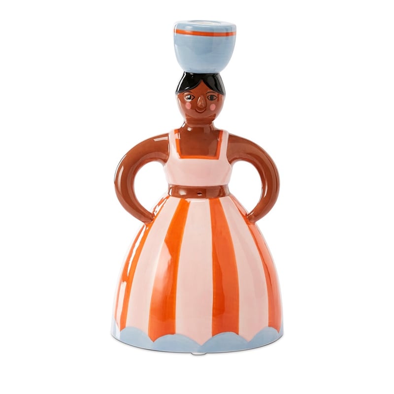 Spanish Lady Orange & Pink Stripe Candleholder