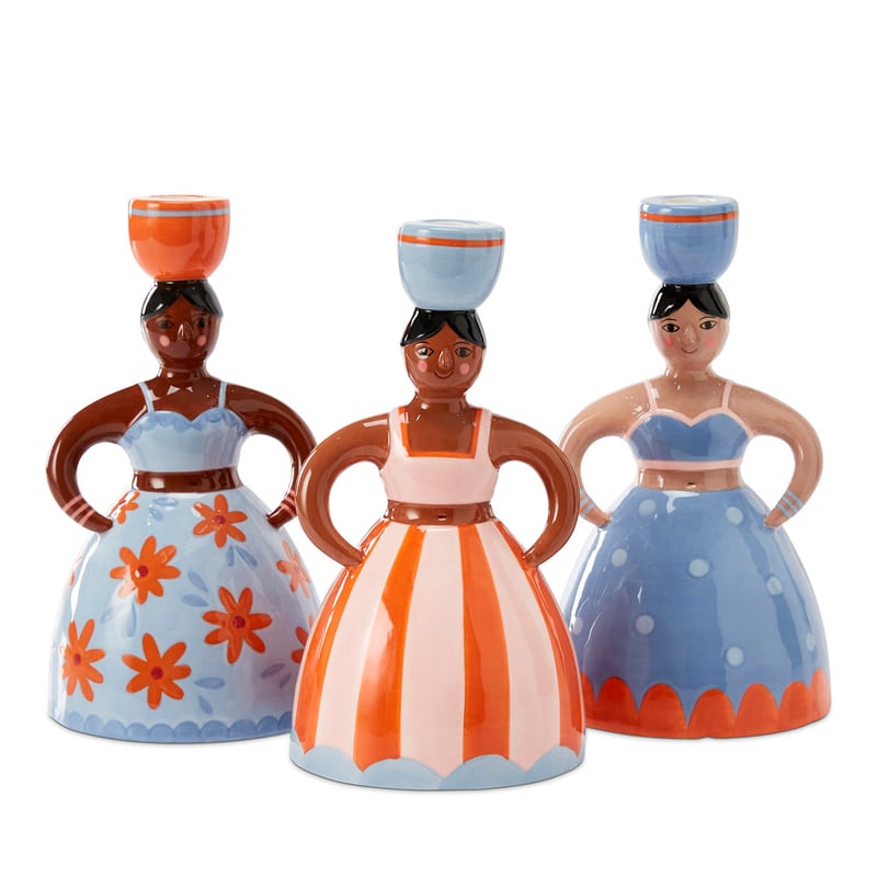 Spanish Lady Orange & Pink Stripe Candleholder