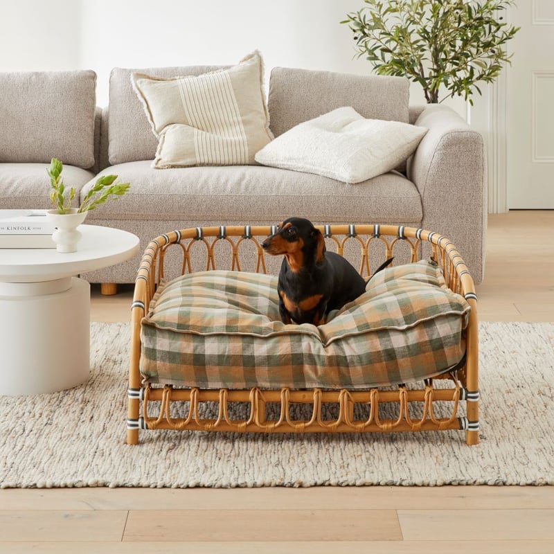 Belgian Multi Greens Check Linen Pet Bed