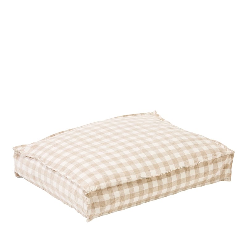 Belgian Natural Check Linen Pet Bed