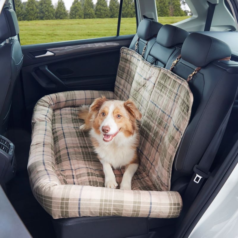 Maisy Biscuit & Forest Check Double Fold-Out Pet Bed