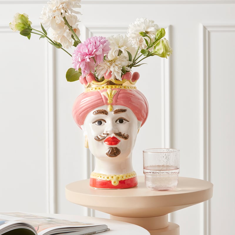Mondello Head Pink & White Vase
