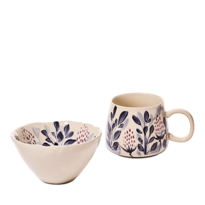 La Fleur Blue Leaves Servingware