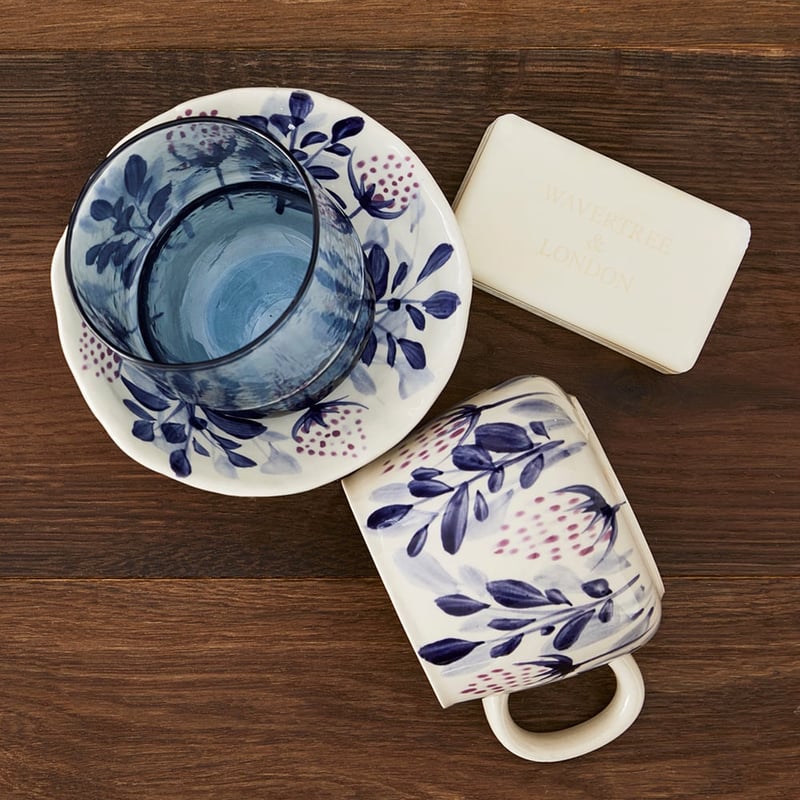 La Fleur Blue Leaves Servingware