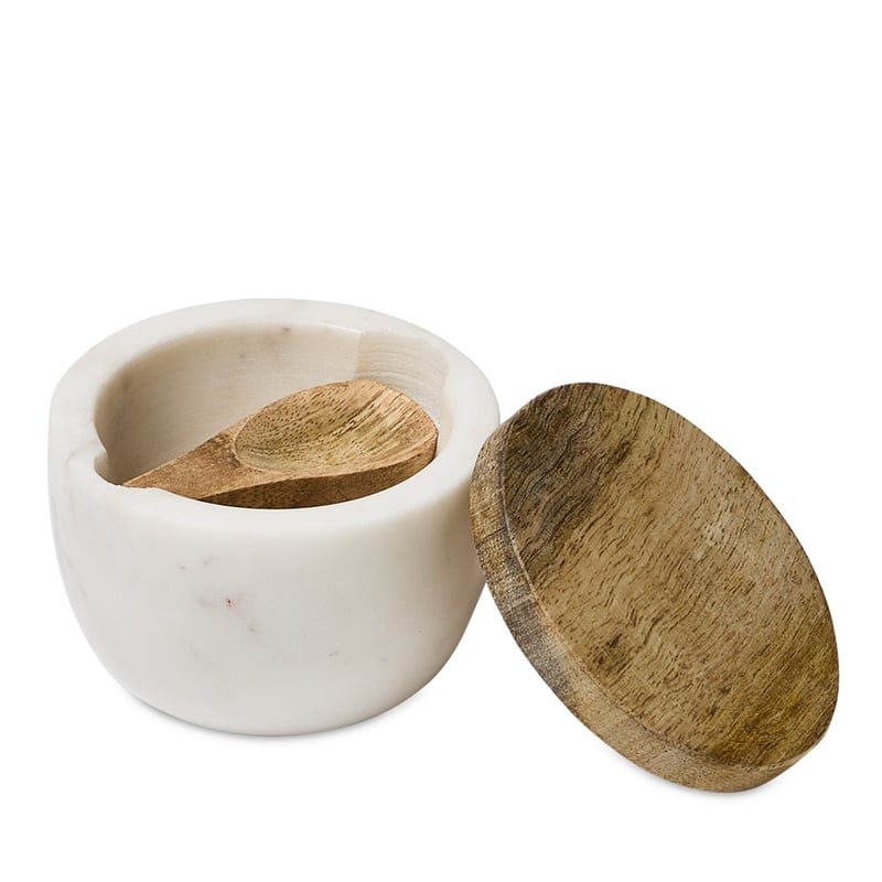 Boston Kitchen Natural Salt Pot with Lid & Wooden Spoon