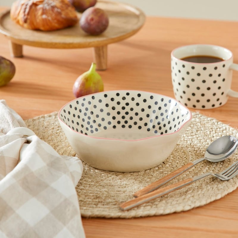 Lola Handpainted Black Spot Bowl