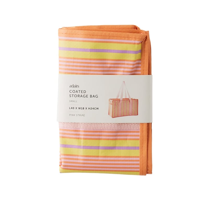 Pink Stripe Small Coated Storage Bag