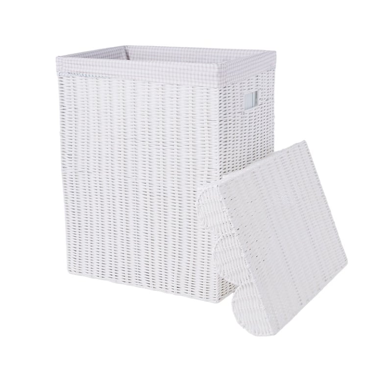 Scalloped White Laundry Basket