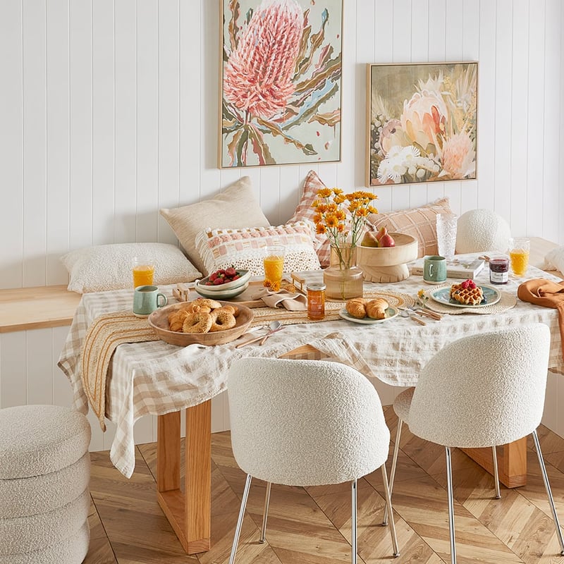 Belgian Natural Check Vintage Washed Linen Tablecloth