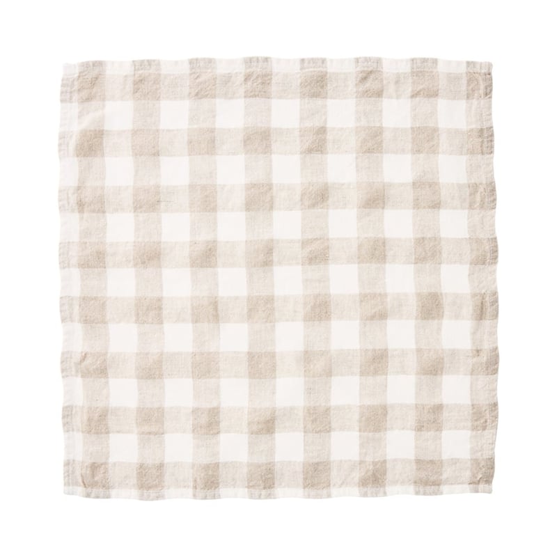 Belgian Natural Check Vintage Washed Linen Napkins Pack of 2