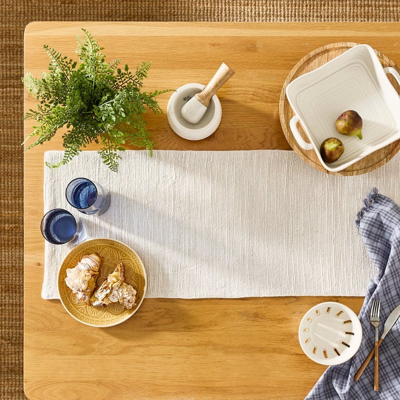 Caspian Off White Table Runner