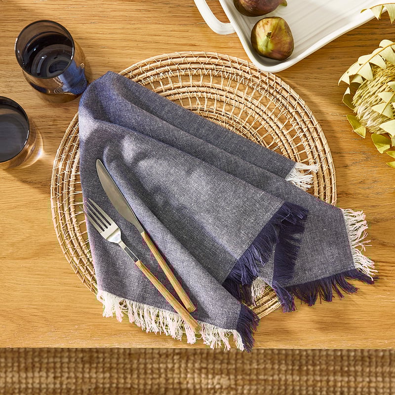 Hudson Denim Chambray Fringe Napkin 2 Pack