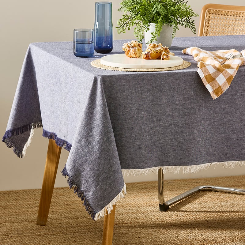 Hudson Denim Chambray Fringe Table Cloth