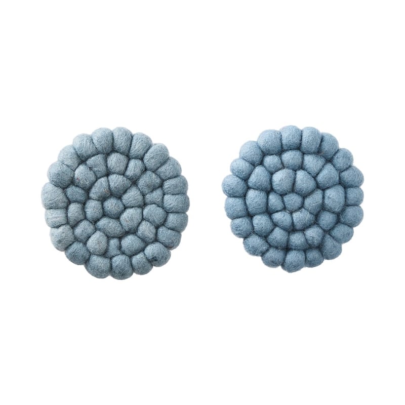 New Zealand Sky Blue Wool Coasters Pack of 2