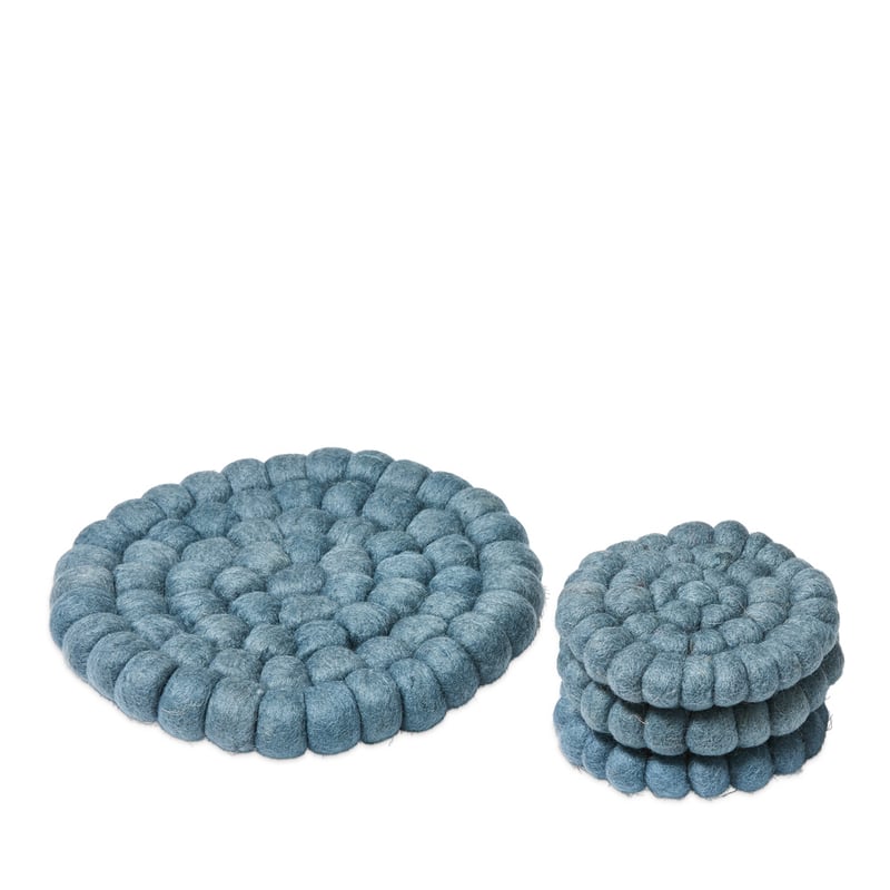 New Zealand Sky Blue Wool Coasters Pack of 2