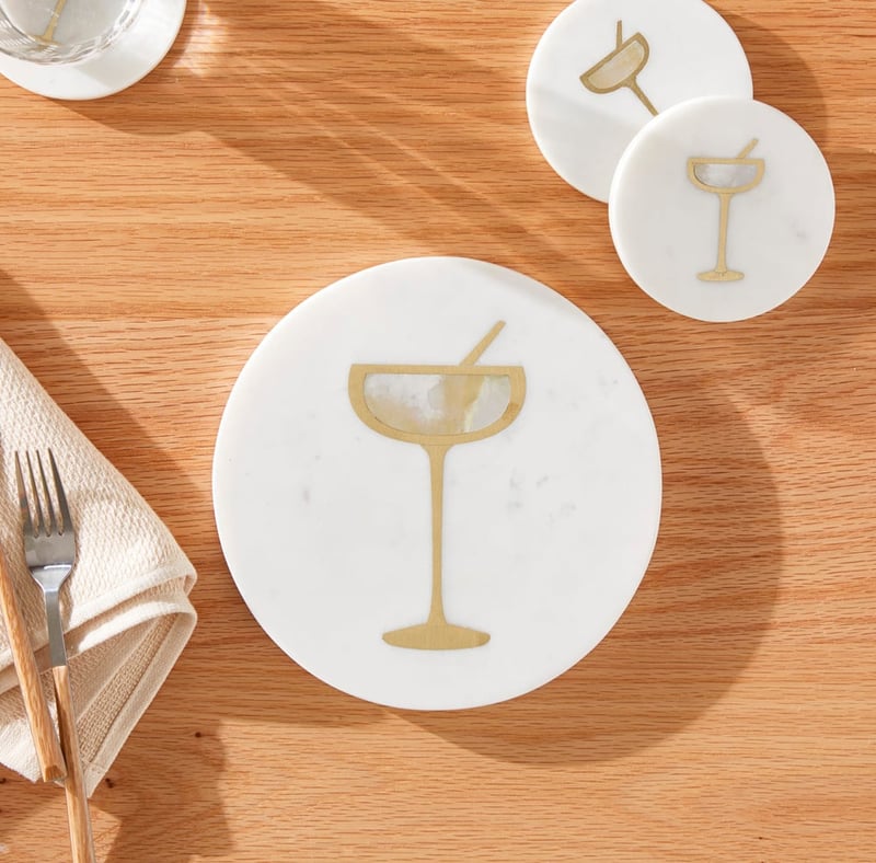 Cocktail White & Gold Marble Trivet
