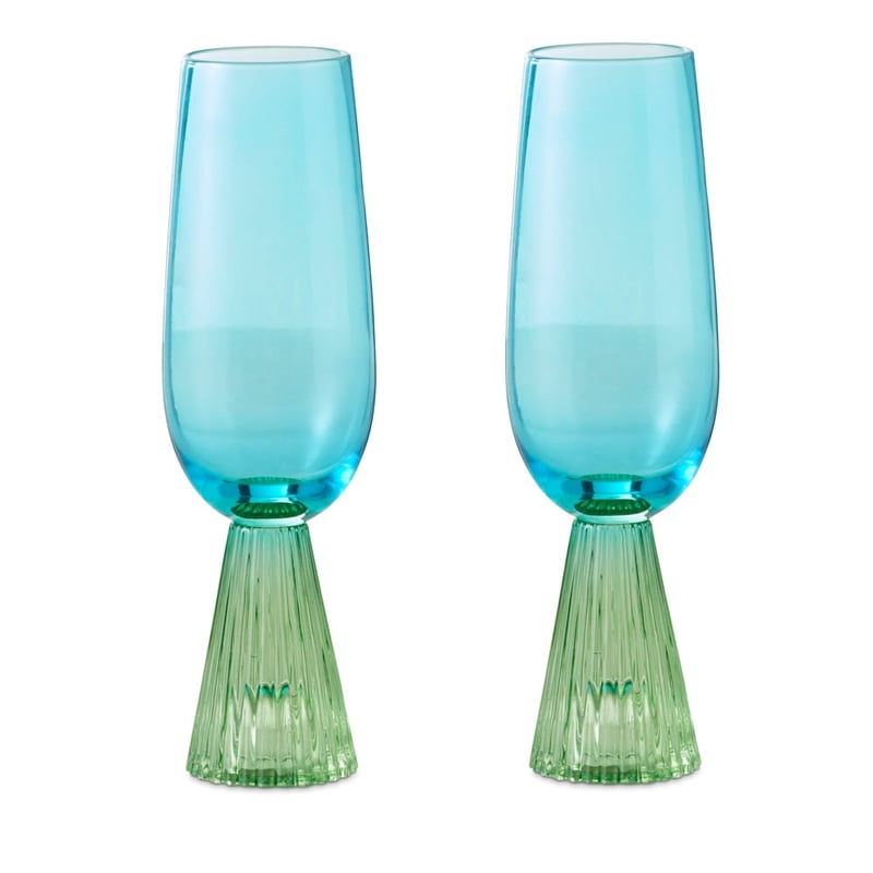Retro Blue & Green Champagne Flute Pack of 2