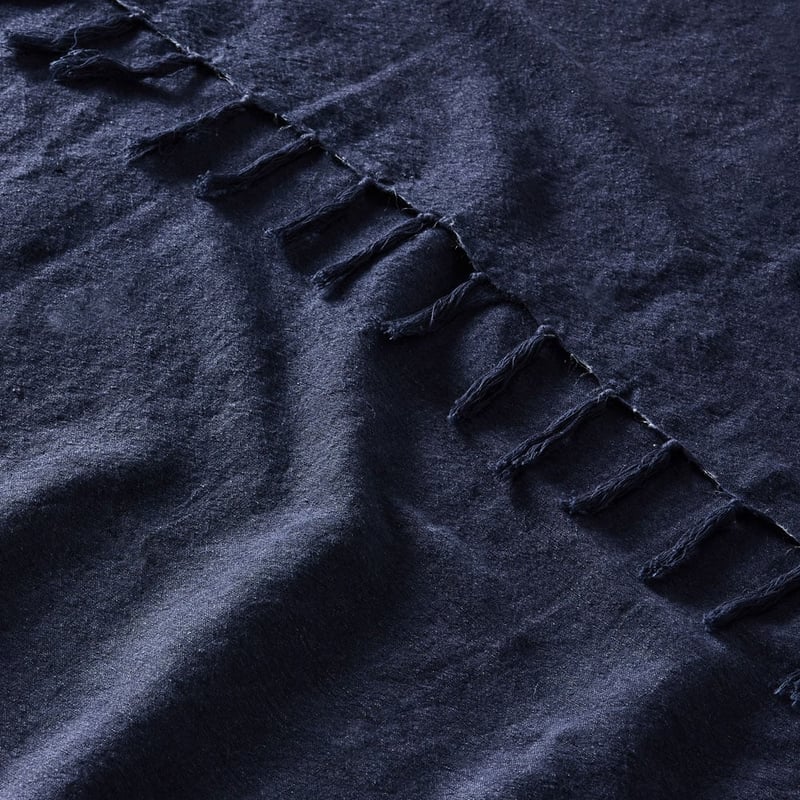 Iris Navy Linen Cotton Throw