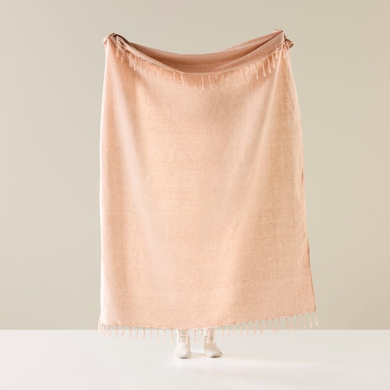 Iris Nude Pink Linen Cotton Throw