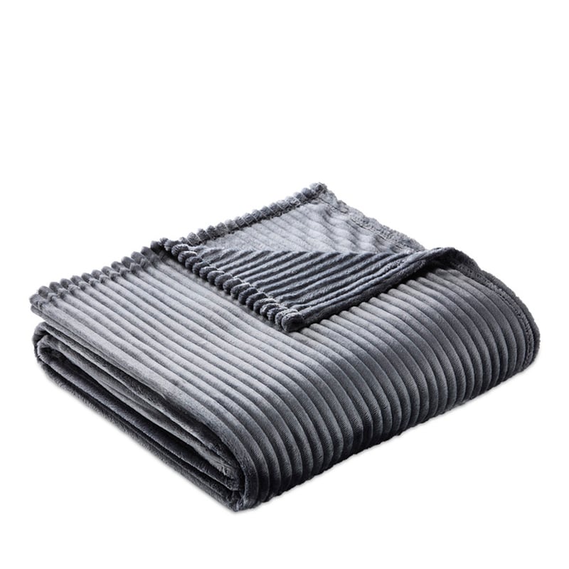 Evan Steel Blue Ribbed Blanket