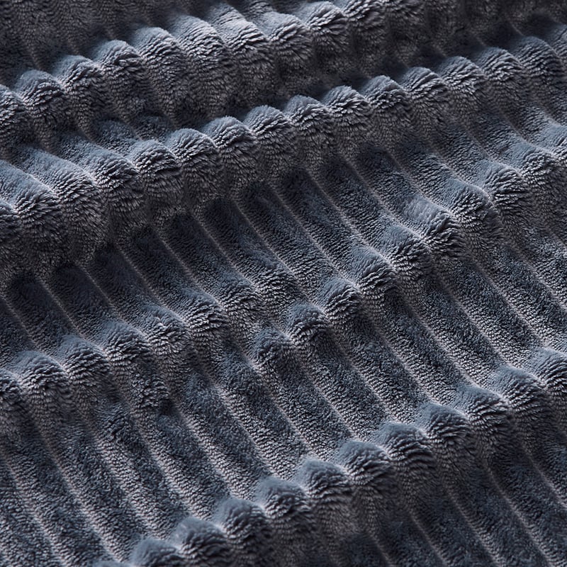 Evan Steel Blue Ribbed Blanket