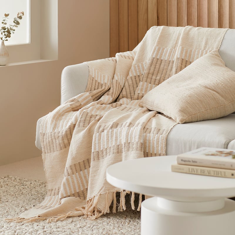 Whitly Natural Stripe Throw