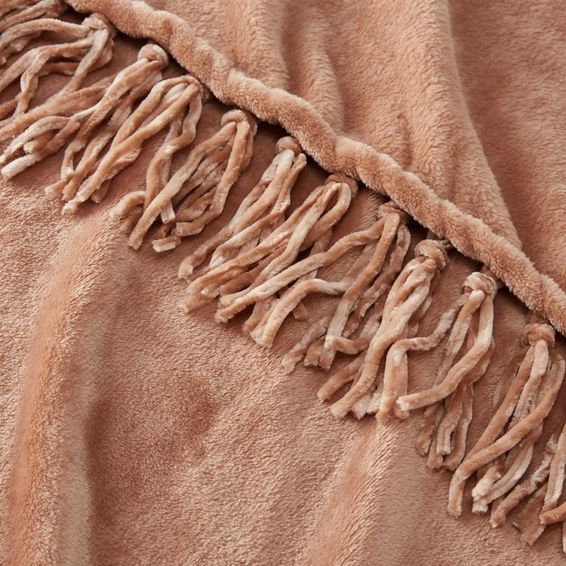 Aspen Hazelnut Fleece Tassel Throw