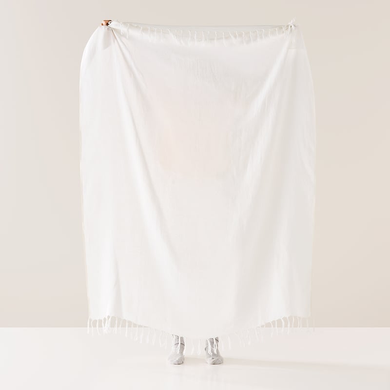 Malmo White Linen Throw