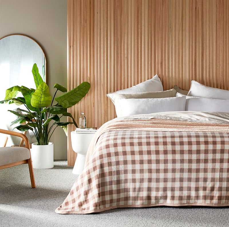Sherpa Natural Gingham Blanket