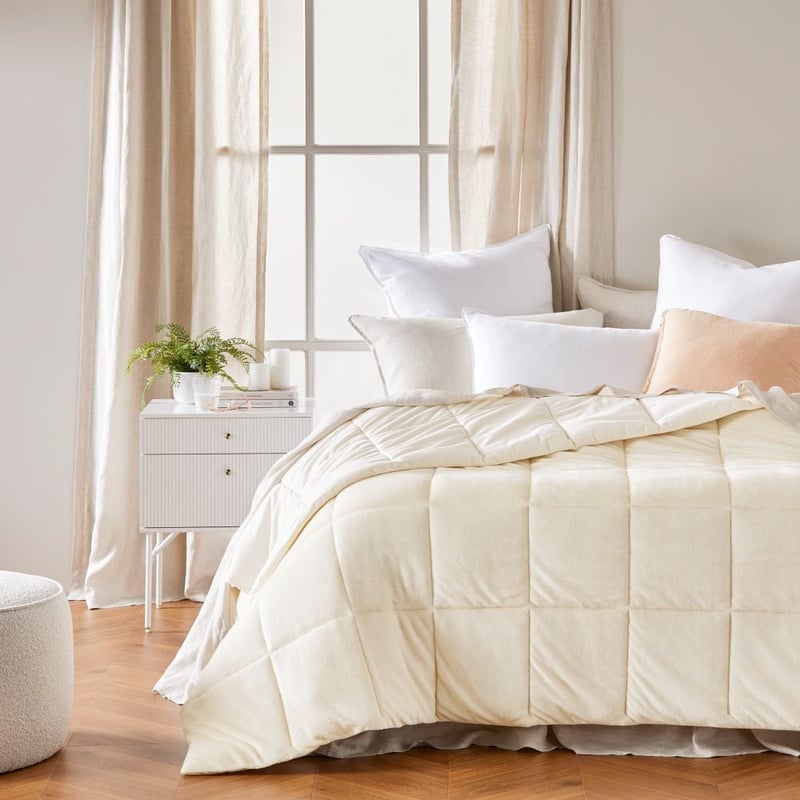 Plush Natural Quilted Blanket