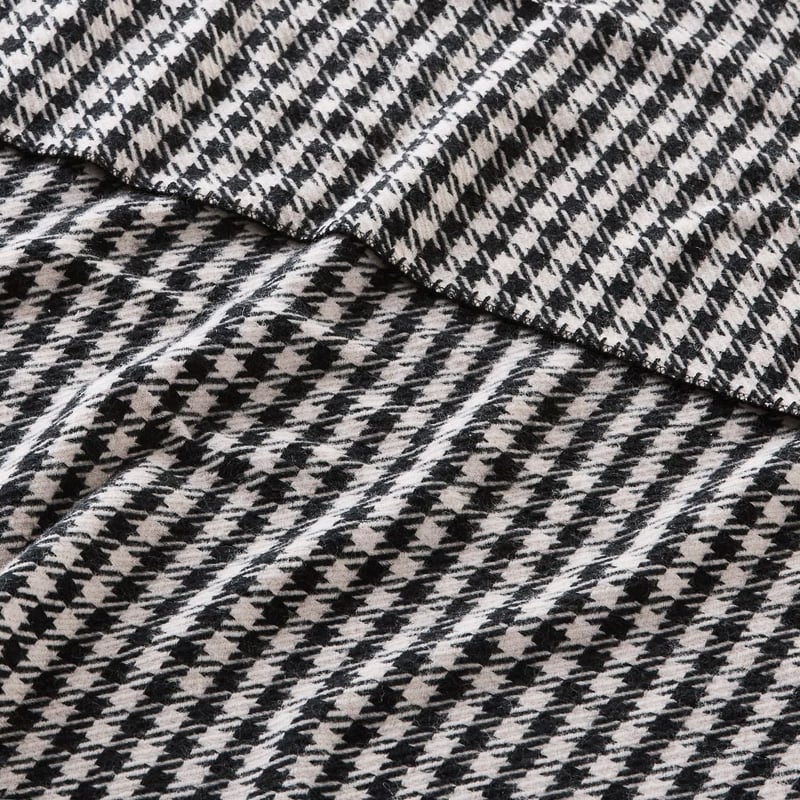 Mason Black & Natural Houndstooth Wool Throw