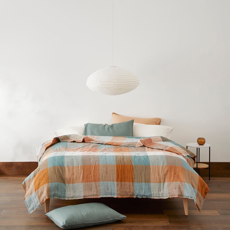 Rae Malmo Green and Brown Check Blanket