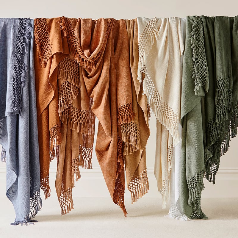 Macrame Natural Knot Throw