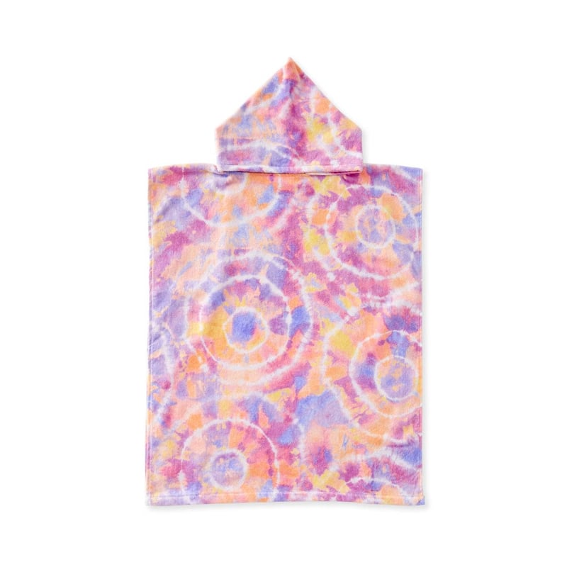 Tie Dye Pink Kids Hooded Beach Towel