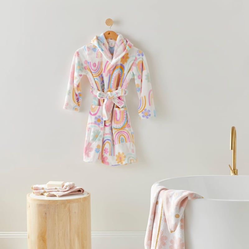 Kids Ultra Soft Sunshine & Rainbows Pastel Dressing Gown