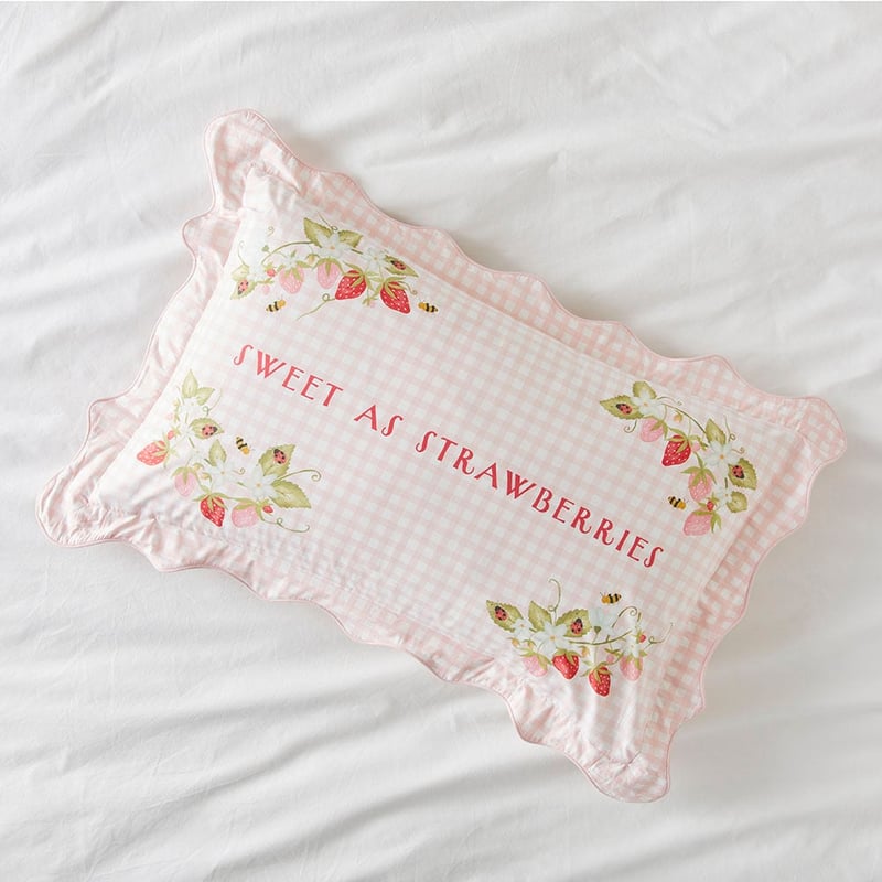 Heirloom Sweet As Strawberries Light Pink Pillowcase